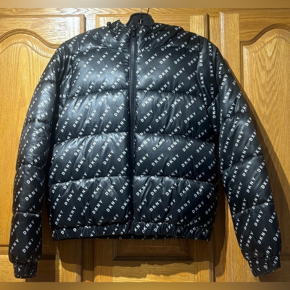 DKNY Sport Logo Black Puffer Jacket Women’s XS - Picture 2 of 9